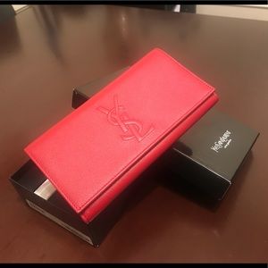 Yves Saint Laurent YSL red wallet w/ chain
